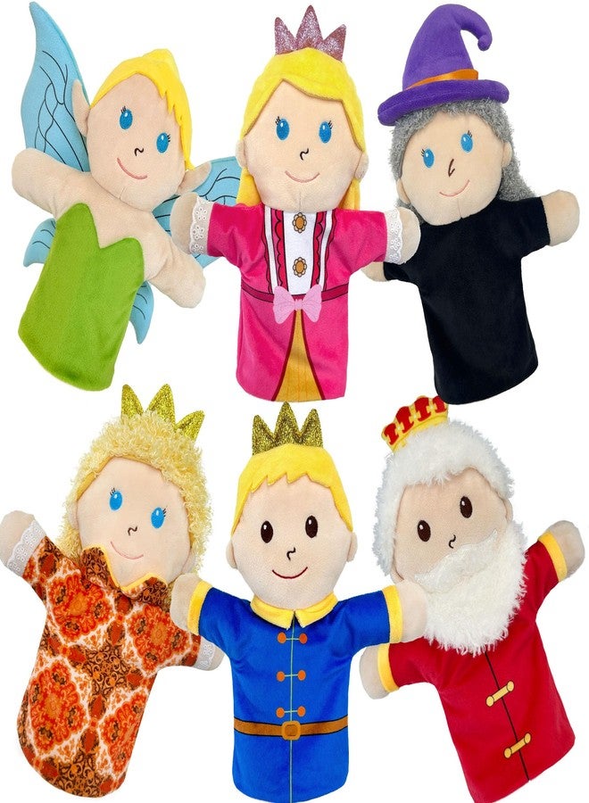 JUSTQUNSEEN 6 PCS Puppet Set 12 Inch, Fairy Tale Members Elf Plush Puppets Toddlers Princess Hand Puppet for Kids Ages,Soft Puppets for Storytelling Teaching Preschool Role Play Puppet Toy for Boy Girls - Image 1
